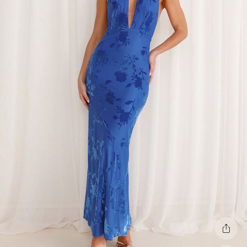 Hello Molly Royal Blue Plunge Floral Maxi Dress - never worn!